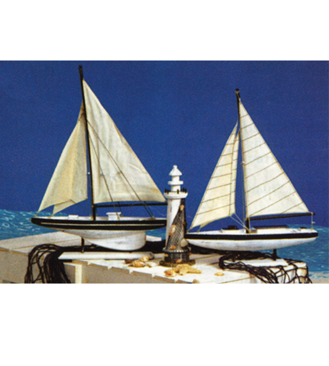 Set of 2 Wooden Sailboats